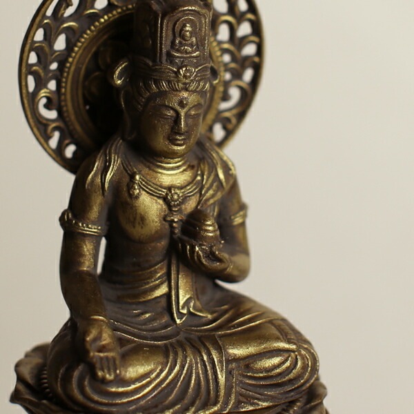 ブロンズ銅『虚空蔵菩薩』共箱 栞付 仏像 仏教美術 極上品 師)阿井