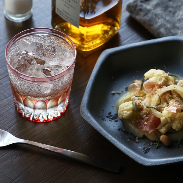 門脇硝子 ロックグラス ガランドウ 金赤