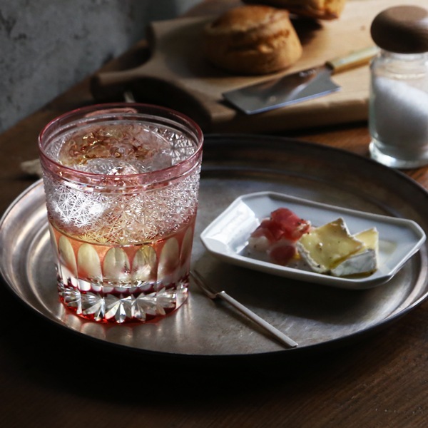 門脇硝子 ロックグラス ガランドウ 金赤