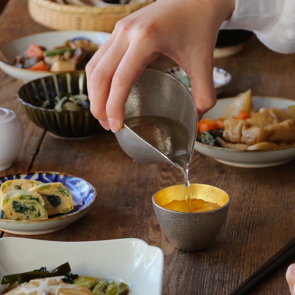 南蛮焼　ぐい呑　作者不詳　箱なし 能作 ぐい呑み 金箔 | メーカー別,な行,能作 | がらんどう｜手