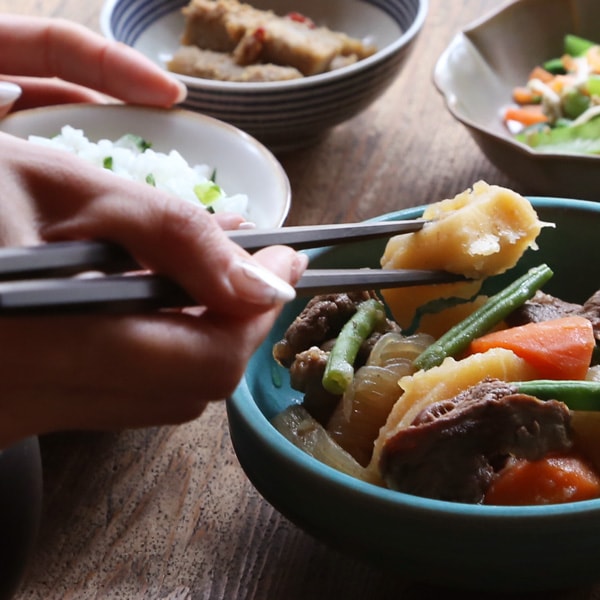 江戸木箸 青黒檀 利久箸 七角 中 大黒屋