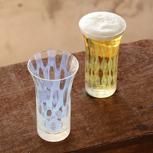 一口ビールグラス 水玉 大正浪漫硝子 廣田硝子