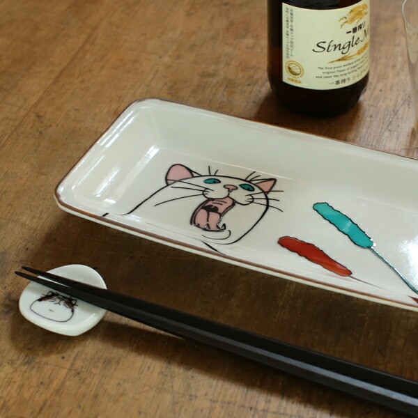 クタニシール ネコ・ジェラシー長皿 しろねこ