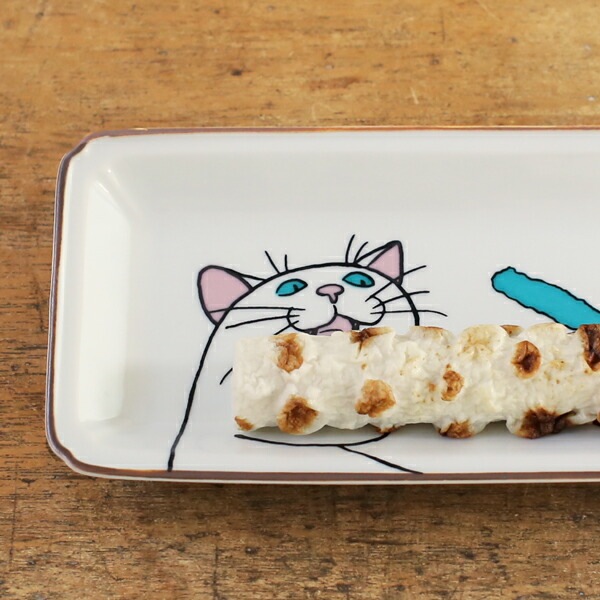 クタニシール ネコ・ジェラシー長皿 しろねこ