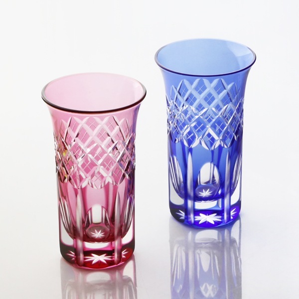 田島硝子 一口ビール ペア 映見重ね矢来紋（金赤・ルリ） | メーカー別