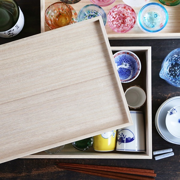 山の形 桐のトレイ M 浅