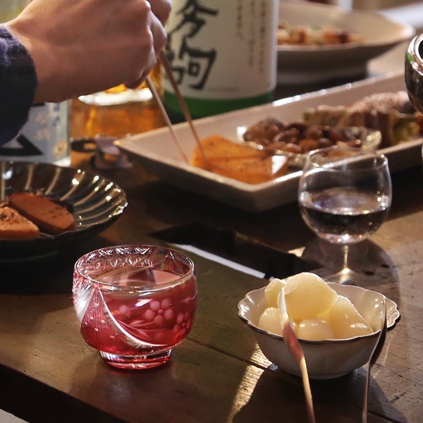 大場硝子 猪口 しだれ桜 金赤 | メーカー別,あ行,大場硝子