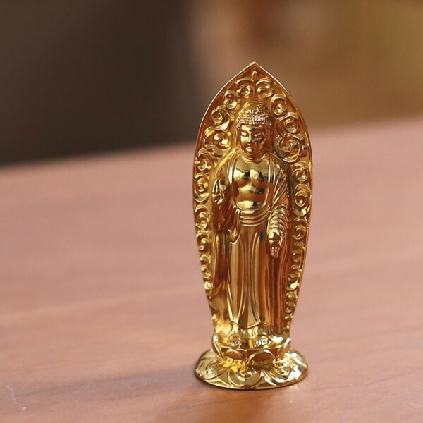 仏像】 阿弥陀如来 小 7.3 （純金メッキ） | 仏具,仏像(金属製