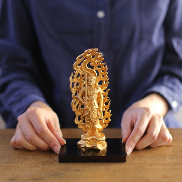 仏像】 不動明王 15.5cm （純金メッキ） | 仏具,仏像(金属製