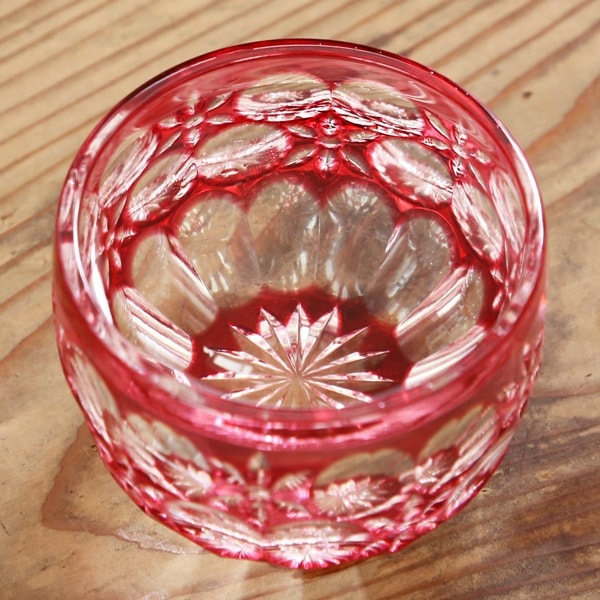 大場硝子 猪口 万華鏡 金赤 | メーカー別,あ行,大場硝子 | がらんどう