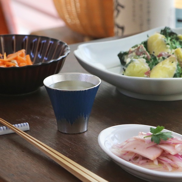 大阪錫器 片口セット 片口 白×ぐい呑 青・朱 | メーカー別,あ行