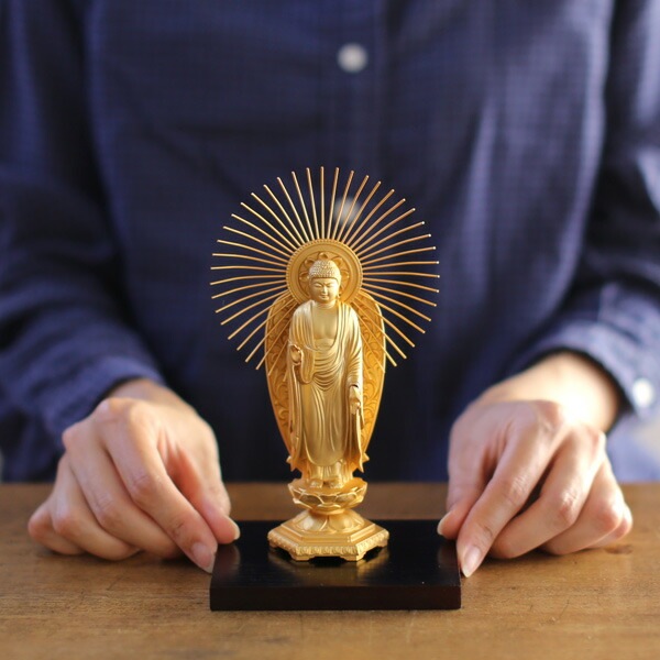 仏像 釈迦如来 15.7cm(金メッキ/24金) 仏師：牧田秀雲 原型＿『曹洞宗