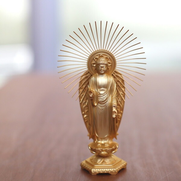 仏像】 阿弥陀如来 御西用 15.7cm （純金メッキ） | 仏具,仏像(金属