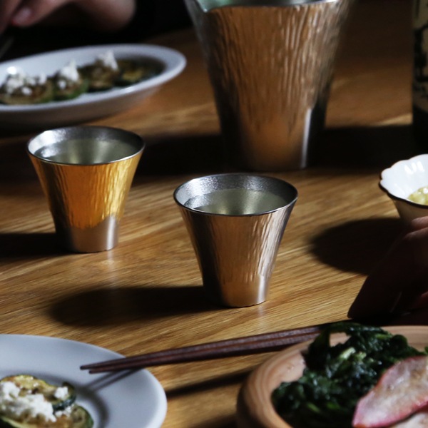 大阪錫器　片口　酒器　② 大阪錫器 片口セット 片口 白×ぐい呑 白・金 | メーカー別,あ行