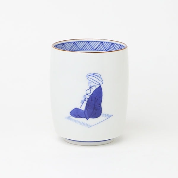 上出長右衛門窯 湯呑 笛吹 ヘビ使い