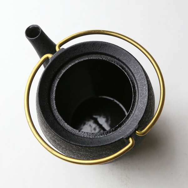 ティーポット 鋳心ノ工房 丸筒S黒 真鍮つる
