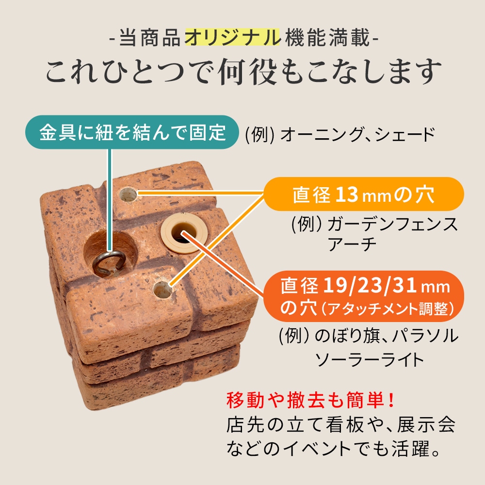 レンガ調多機能ブロック ウェイト 5kg 1個 WE130-1P | プランター