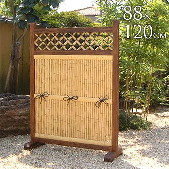 竹垣フェンス 角型 W88×H120cm 脚付き 竹フェンス 目かくし 衝立 自立