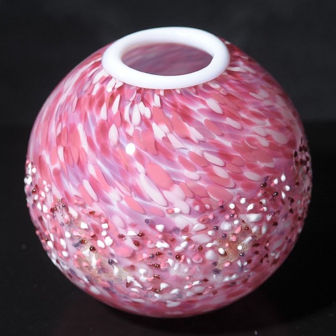 アデリア 津軽びいどろ 花瓶 ガラス 大型 満天の桜雲 丸花器