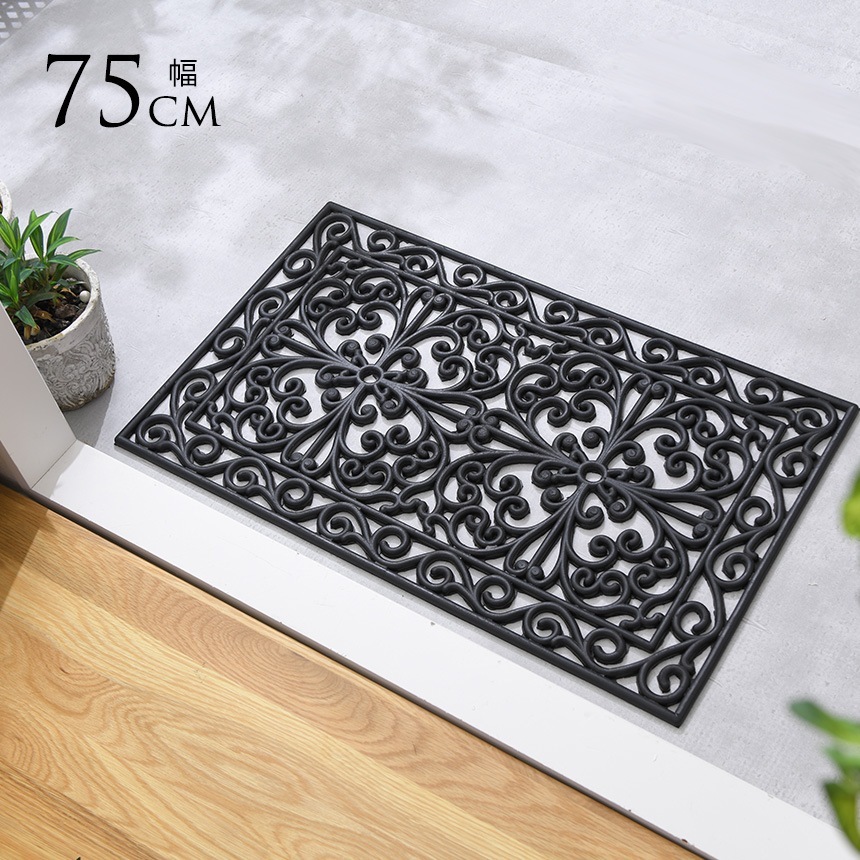 玄関マット 屋外 ラバーマット ヨーロピアン 75×45cm 玄関 ドアマット