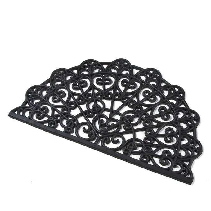 ロートアイアン風ラバーマット ハート 75 45cm 玄関マット 屋外北欧 ラバーマット おしゃれ モダン シック ラバー ゴム ブラック 黒 半円 エントランスマット 庭 ガーデン エクステリア ガーデニング すべての商品 ガーデン用品屋さん