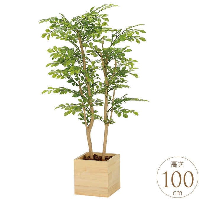 光触媒人工観葉植物フェイクグリーンウッドボックスショウナンゴム1.8m