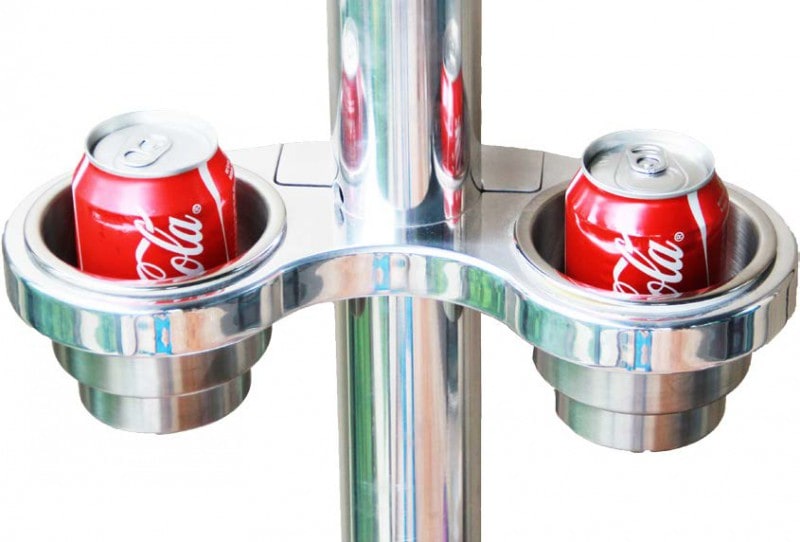 CHD-250 Pylon Cup Holder Polished with 2"  Rubber
