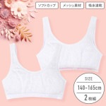 送料無料【女の子】ハーフトップブラ/タンク型 ソフトカップ付き 2枚組 140〜165cm 胸二重【吸水速乾/メッシュ素材】|女の子（女児）向け肌着・トップインナー|女の子（女児）向け肌着・下着