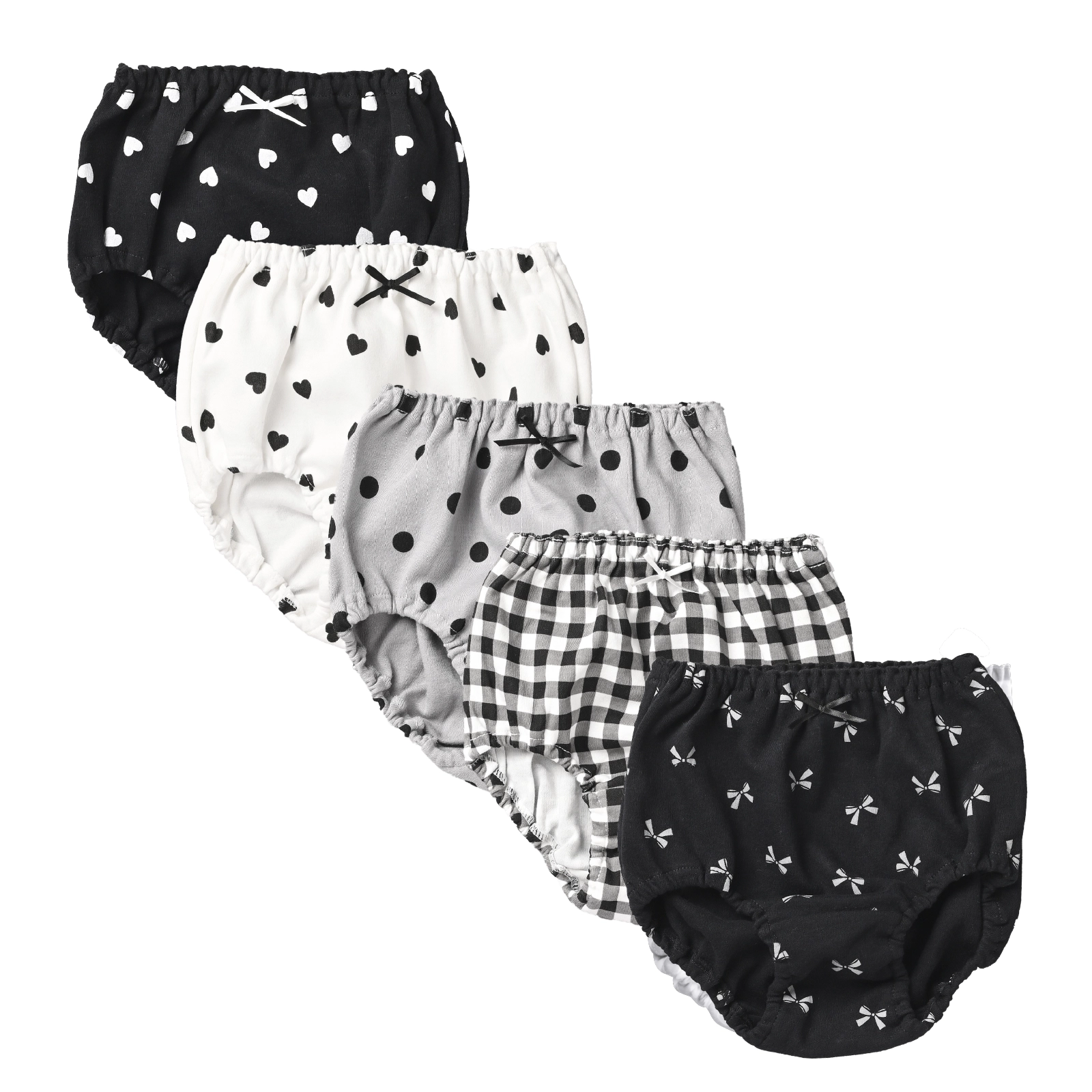 【女の子】キッズ女児ショーツ 5枚組 モノトーン 90cm・100cm・110cm・120cm・130cm【綿100%】