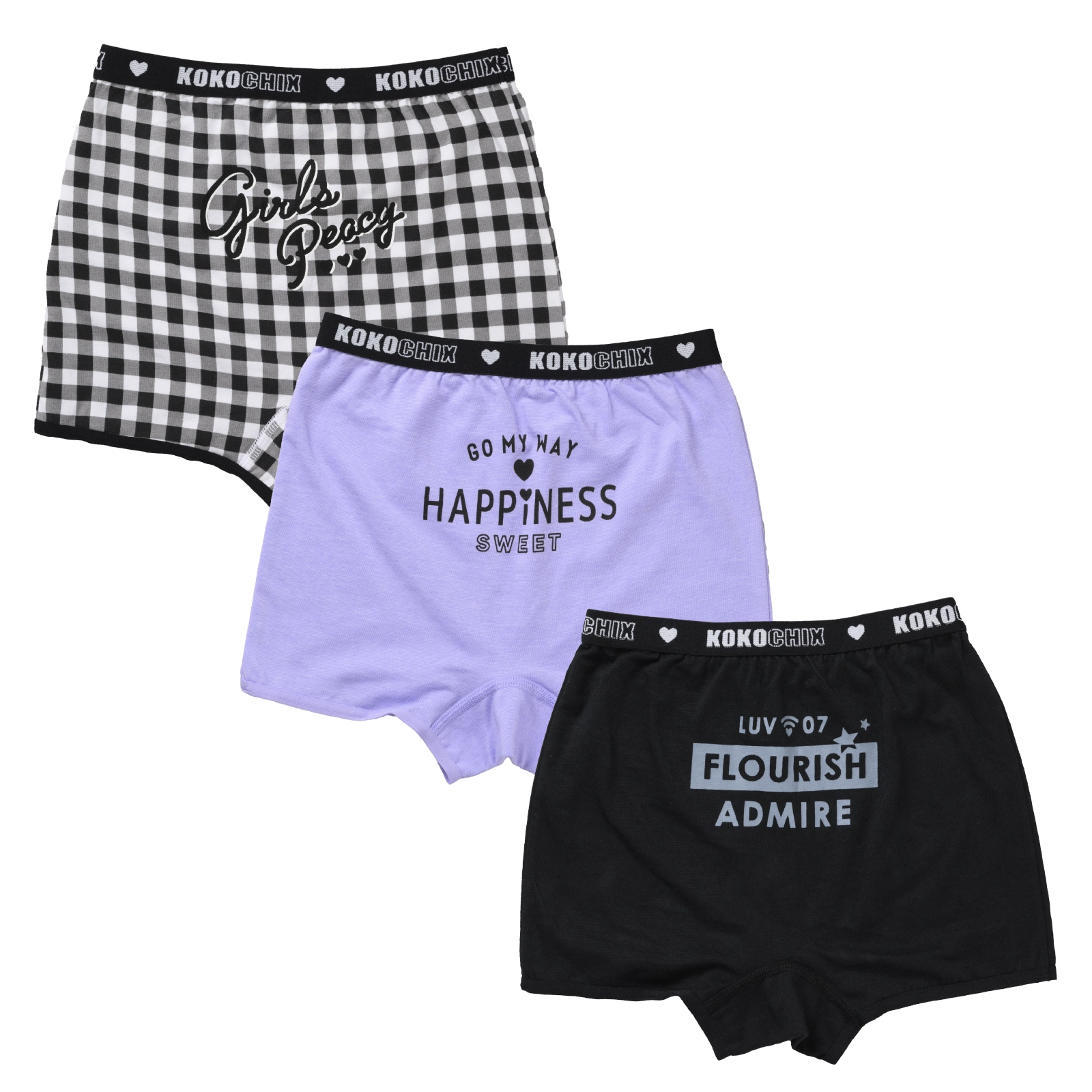 【女の子】ジュニア女児ボクサーショーツ 3枚組 130cm・140cm・150cm・160cm・165cm【綿混】【吸水速乾】