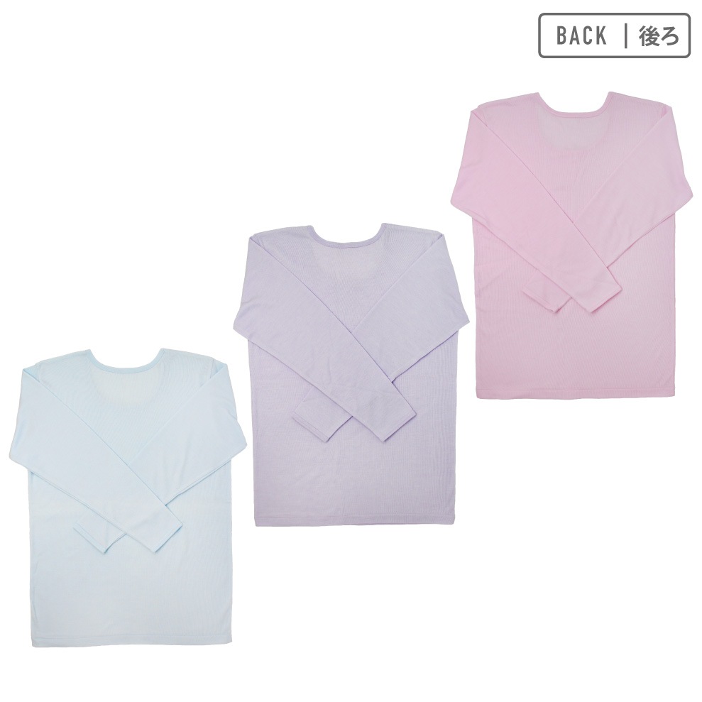 【女の子】キッズジュニア 8分袖インナー 3枚組 厚地 無地/肌触りやわらか 100~160cm【綿混素材】