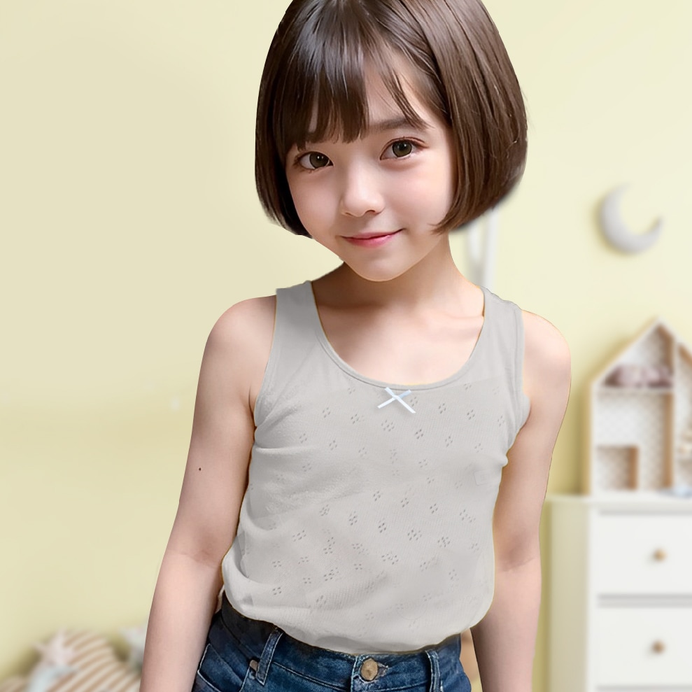 【女の子】タンクトップ 3枚組 パターンメッシュ生地 100~160cm 【綿100%】