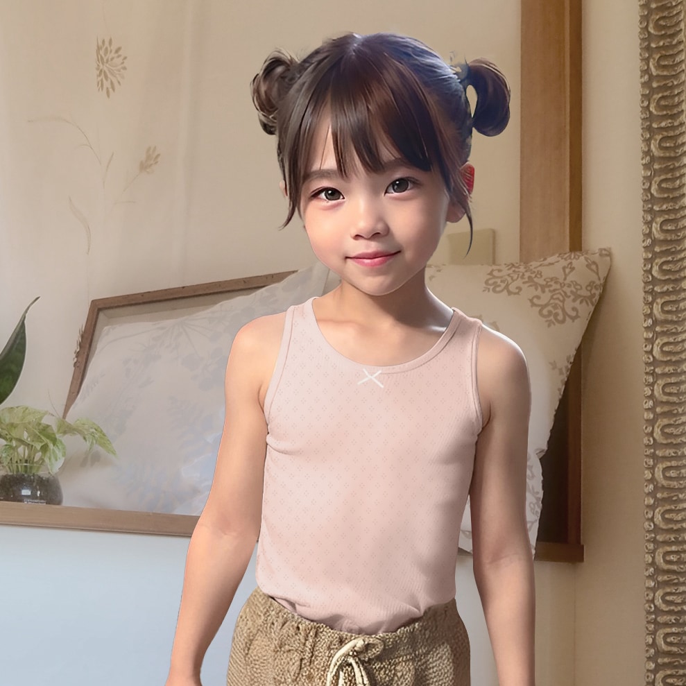【女の子】タンクトップ 3枚組 パターンメッシュ生地 100~160cm 【綿100%】
