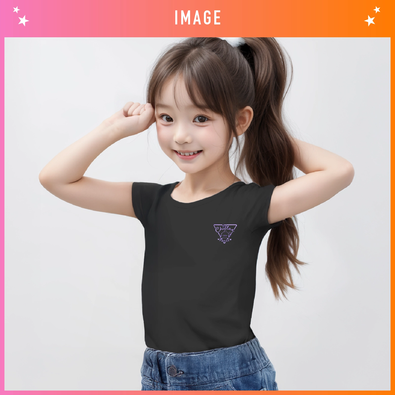 【女の子】半袖インナー/取り外しパッド付き　２枚組　箔プリント　140～165cm【ストレッチ天竺/裏起毛/吸水速乾】