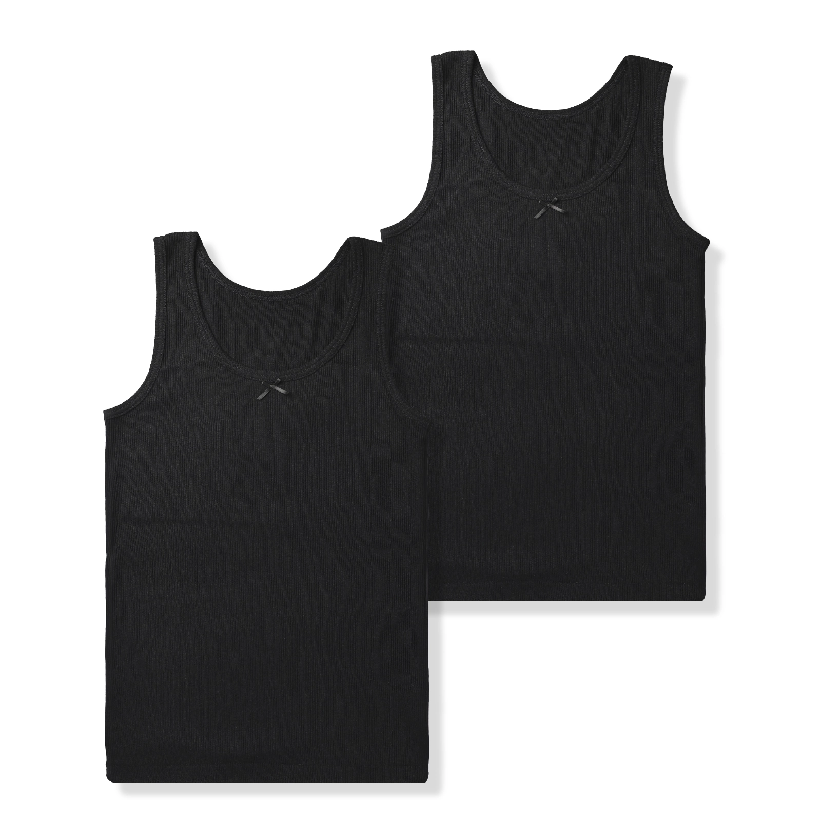 【女の子】胸二重ジュニア女児タンクトップ ２枚組 黒 130cm・140cm・150cm・160cm【吸水速乾】