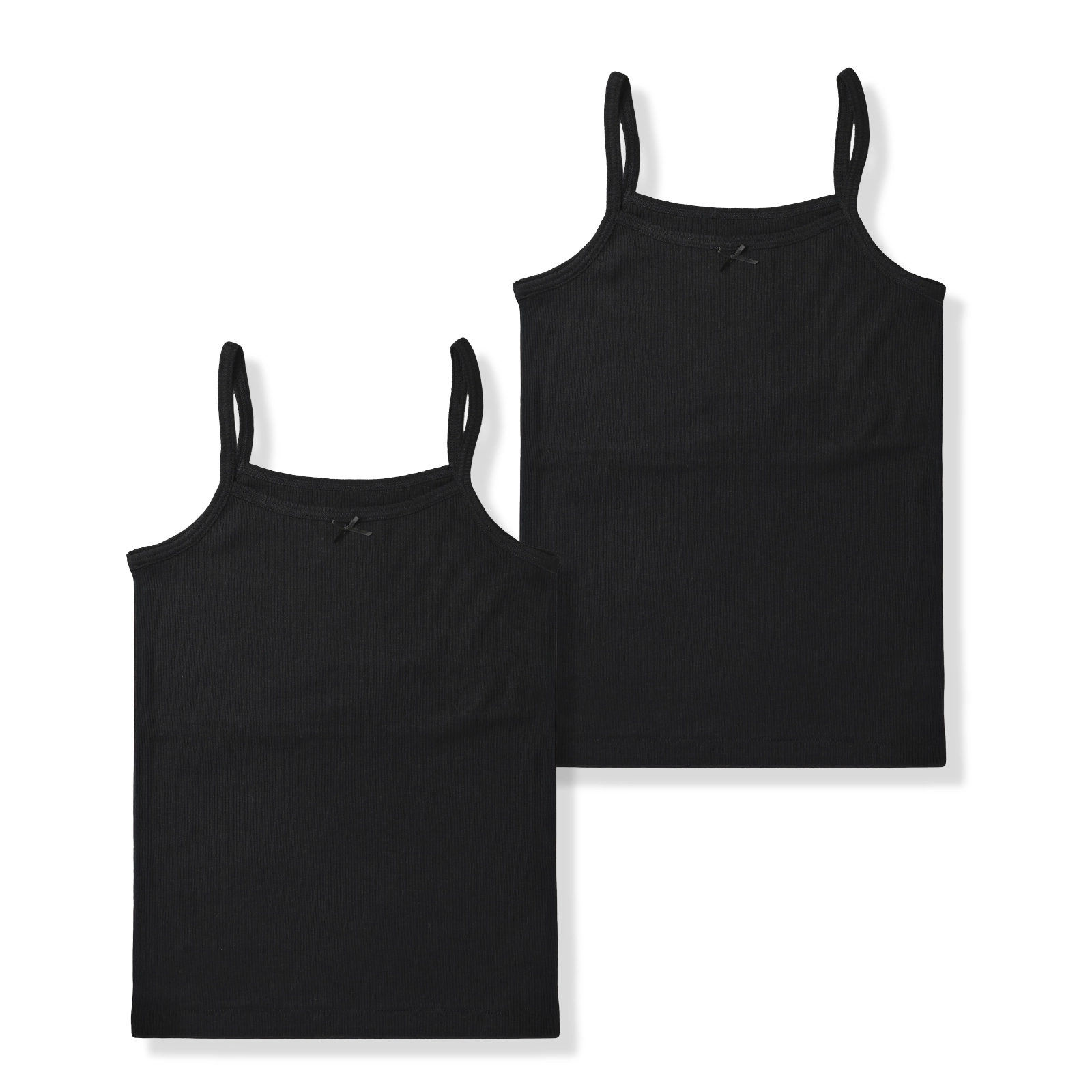 【新品】Deuxieme Classe 定番リブキャミソール 黒 綿100% 胸二重 ジュニアキャミソール 女の子 2枚組 黒｜吸水速乾 リブ 透け