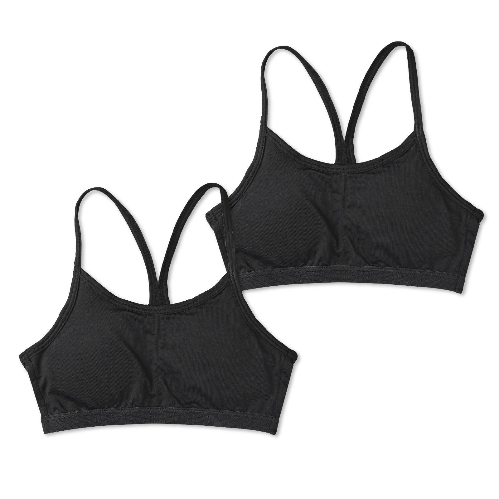 【女の子】ジュニア 女児ハーフトップブラ 黒 パット付き 2枚組 140cm・150cm・160cm・165cm【吸水速乾】