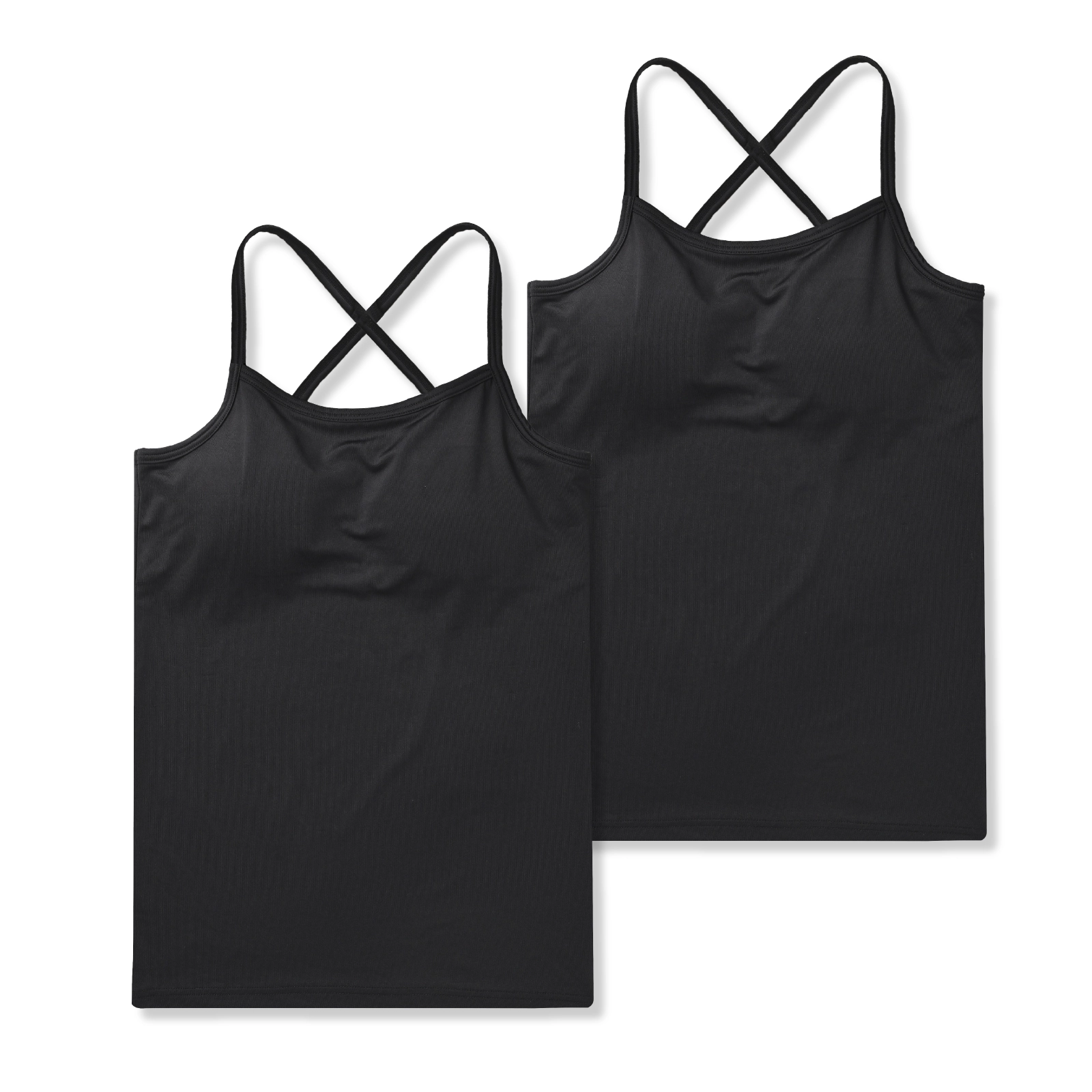 ジュニアキャミソール バッククロス 女の子 パッド付き 2枚組｜吸水速