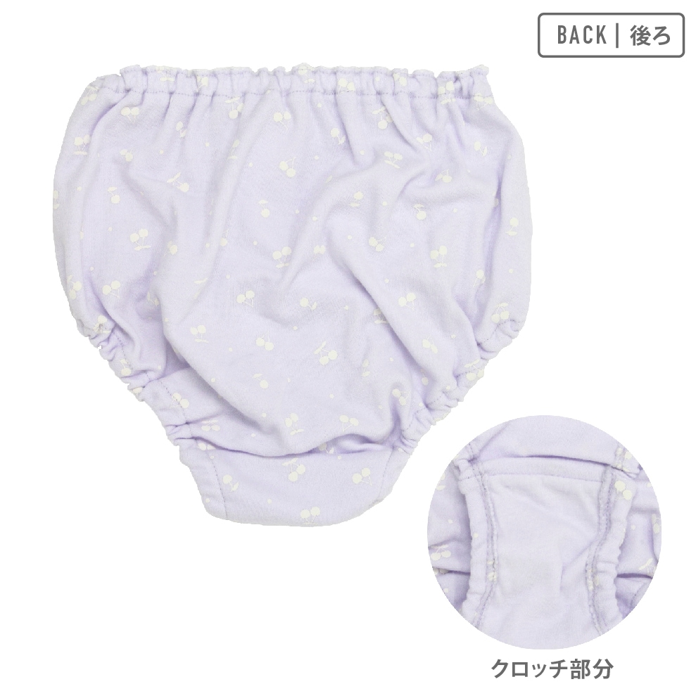 【女の子】キッズジュニアショーツ　5枚組　パープル総柄　100～165cm【綿100％】