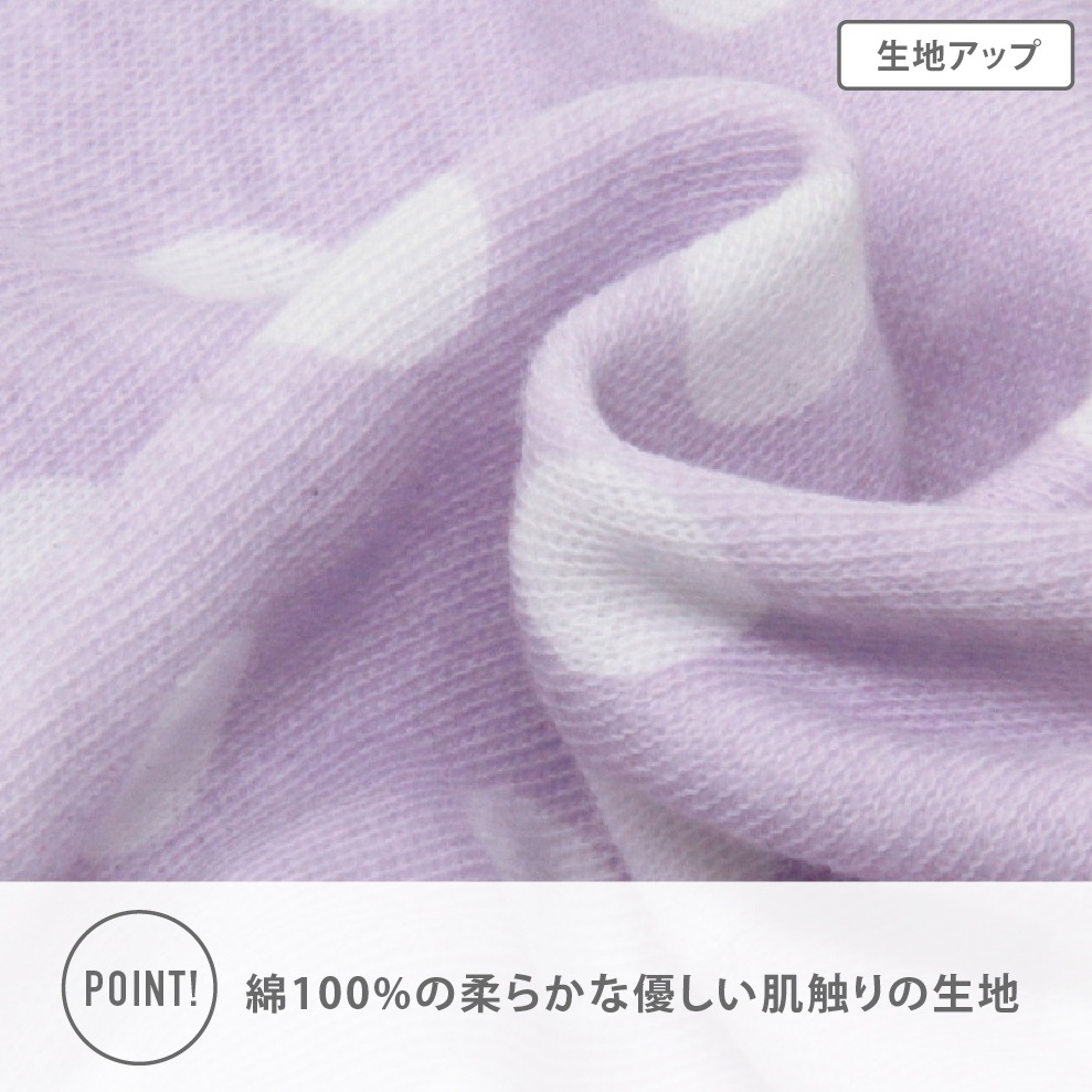 【女の子】キッズジュニアショーツ　5枚組　パープル総柄　100～165cm【綿100％】