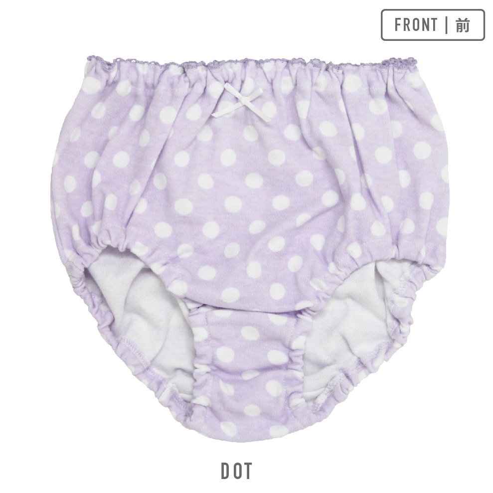 【女の子】キッズジュニアショーツ　5枚組　パープル総柄　100～165cm【綿100％】