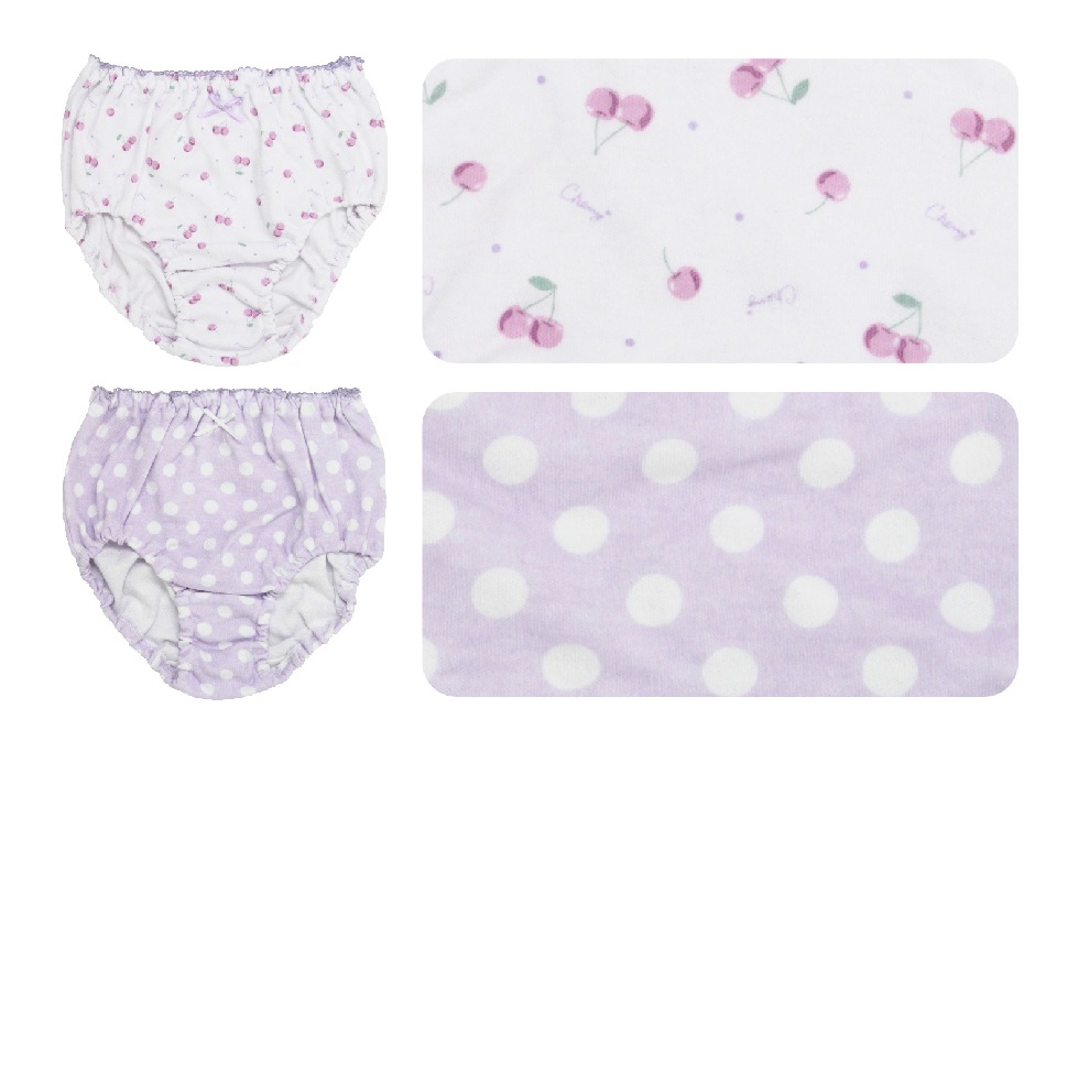 【女の子】キッズジュニアショーツ　5枚組　パープル総柄　100～165cm【綿100％】