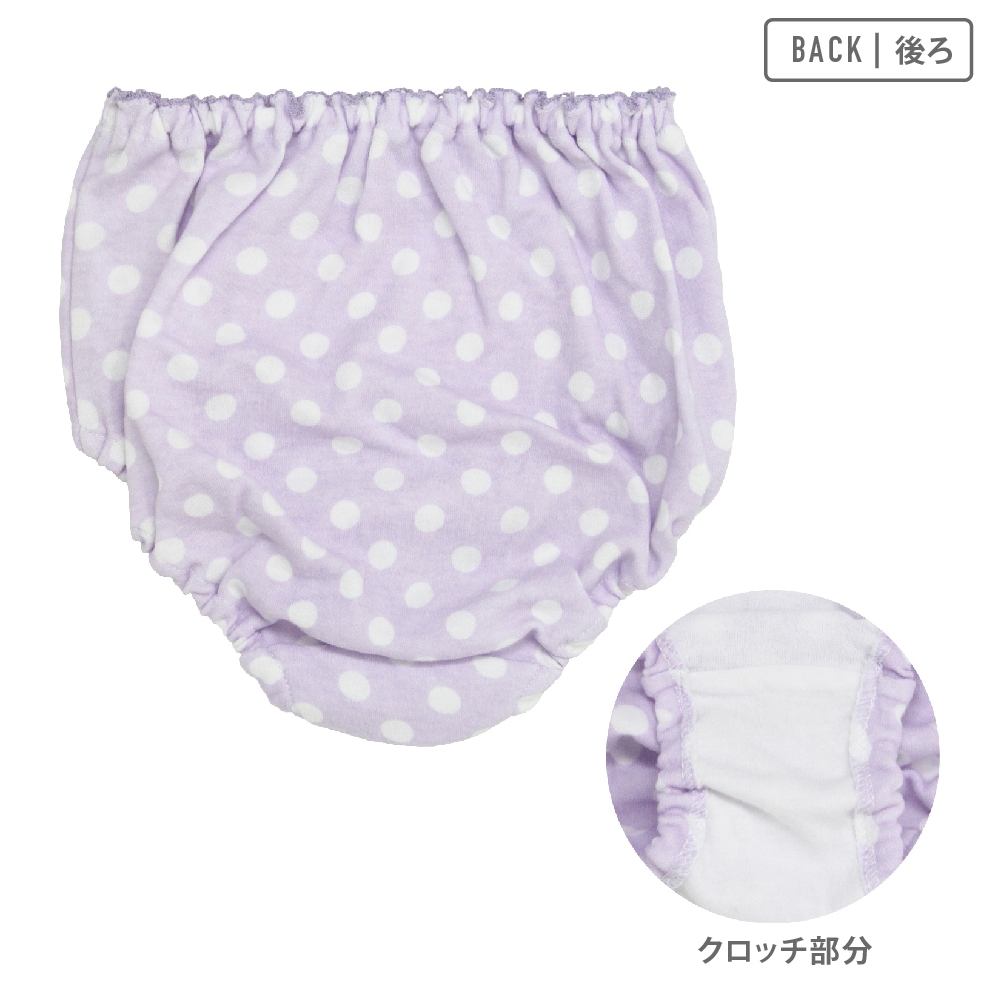 【女の子】キッズジュニアショーツ　5枚組　パープル総柄　100～165cm【綿100％】