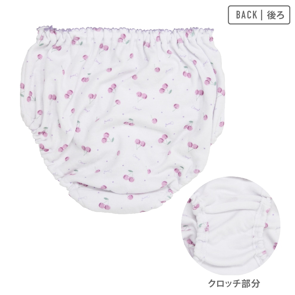 【女の子】キッズジュニアショーツ　5枚組　パープル総柄　100～165cm【綿100％】