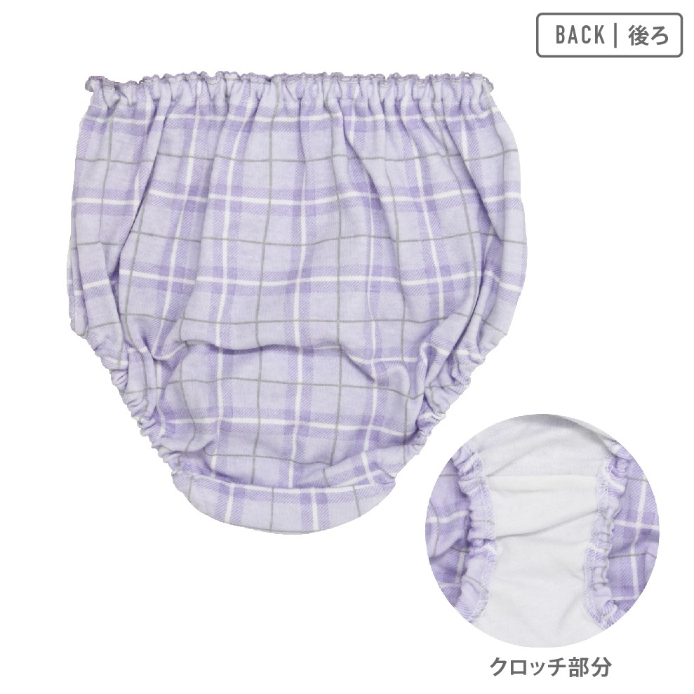 【女の子】キッズジュニアショーツ　5枚組　パープル総柄　100～165cm【綿100％】