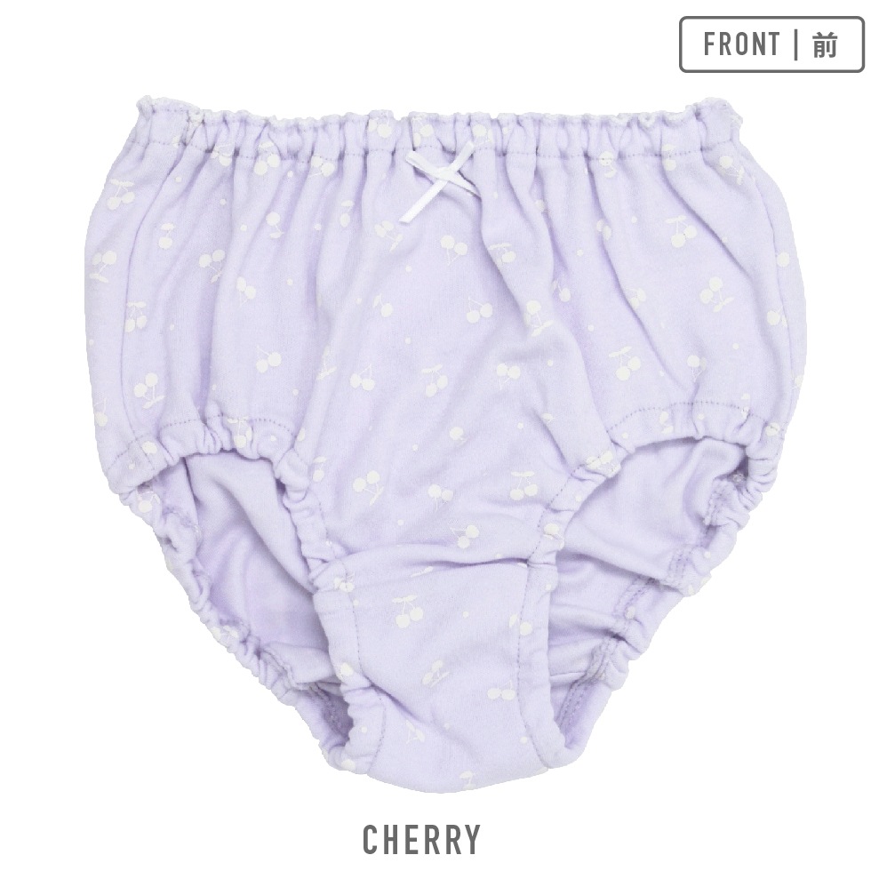 【女の子】キッズジュニアショーツ　5枚組　パープル総柄　100～165cm【綿100％】