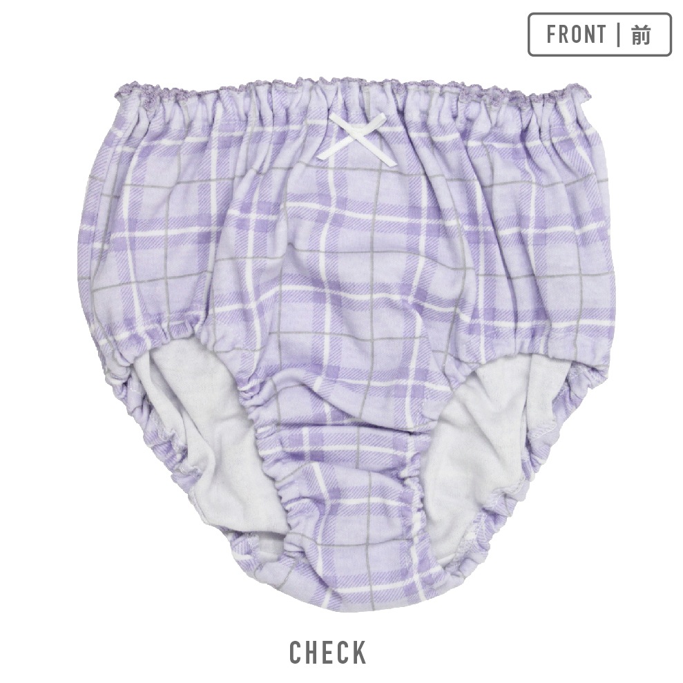 【女の子】キッズジュニアショーツ　5枚組　パープル総柄　100～165cm【綿100％】