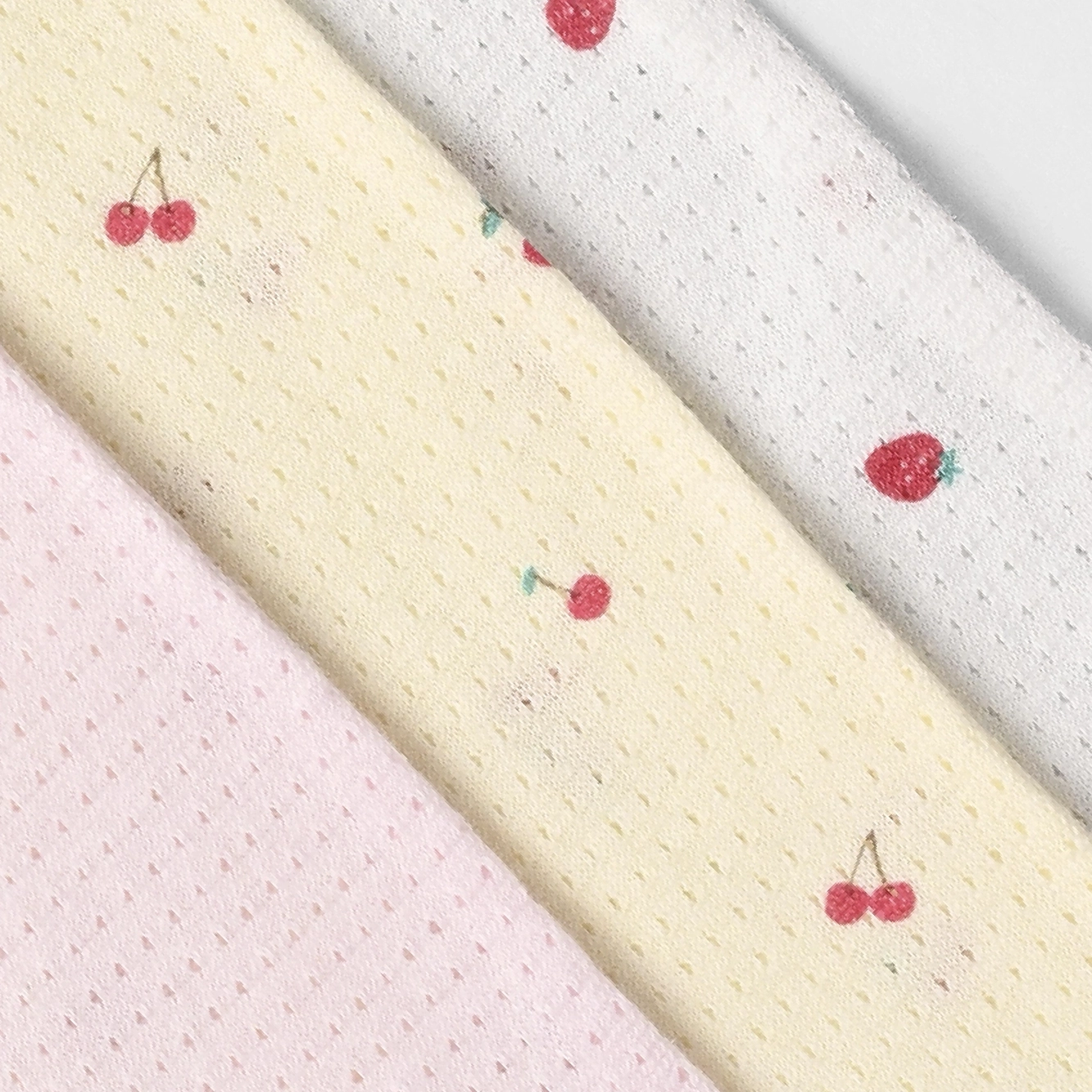 【女の子】キッズ女児タンクトップ チェリー&いちご柄 3枚組 天竺メッシュ生地 90cm・100cm・110cm・120cm・130cm【綿100%】