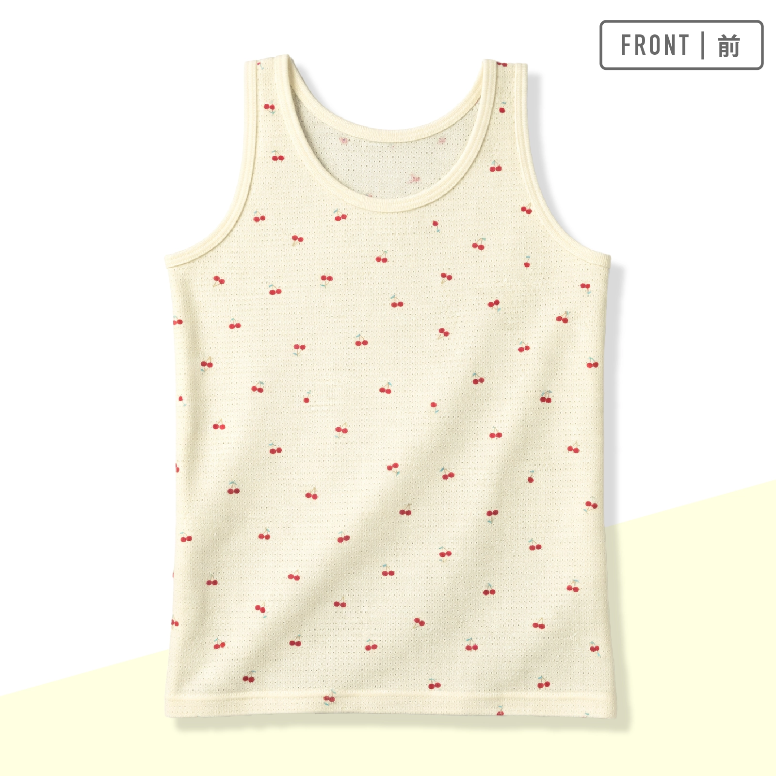 【女の子】キッズ女児タンクトップ チェリー&いちご柄 3枚組 天竺メッシュ生地 90cm・100cm・110cm・120cm・130cm【綿100%】