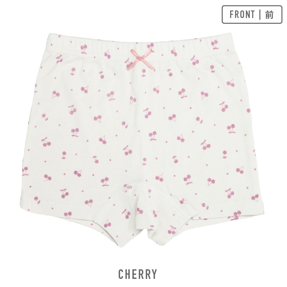 【女の子】キッズボクサーショーツ 3枚組 チェリー/ドット/フラワー 90~130cm【綿100%】